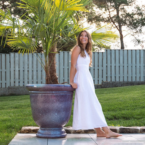 Veľký kramický kvetináč Titan - Jesenná fialová