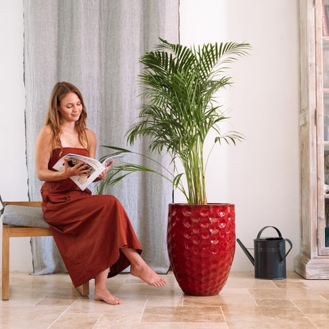 Keramický kvetináč MEROVEE - Tropická červená
