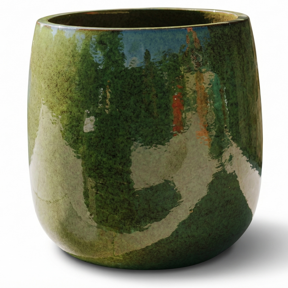Keramický kvetináč Socrate – Tropická Zelená - M (32 cm x 33 cm)