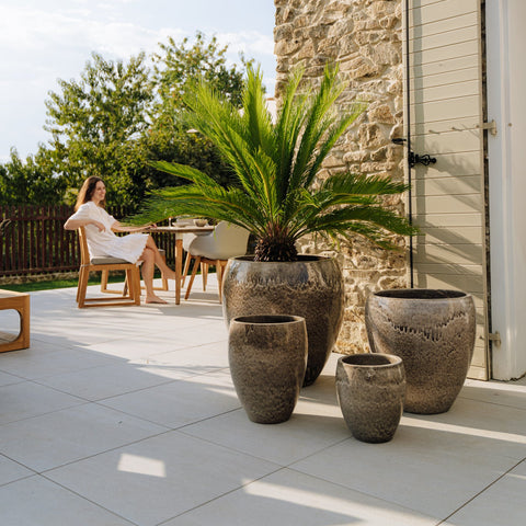 Keramický kvetináč LAFONTAINE - Tygrovaná Biela