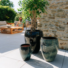 Keramický kvetináč Poseidon - Ľadovo modrá