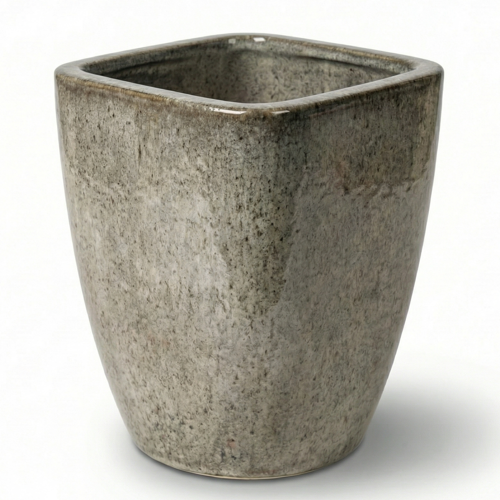 Keramický kvetináč VAUBAN - Pruhovaná biela. - M (24 cm x 30 cm)