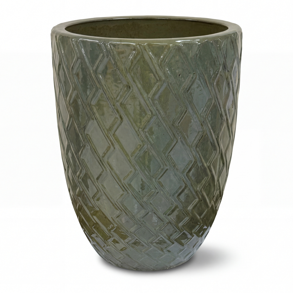 Vzorovaný keramický kvetináč Zeus 2 - Khaki - L (30 x 44 cm)