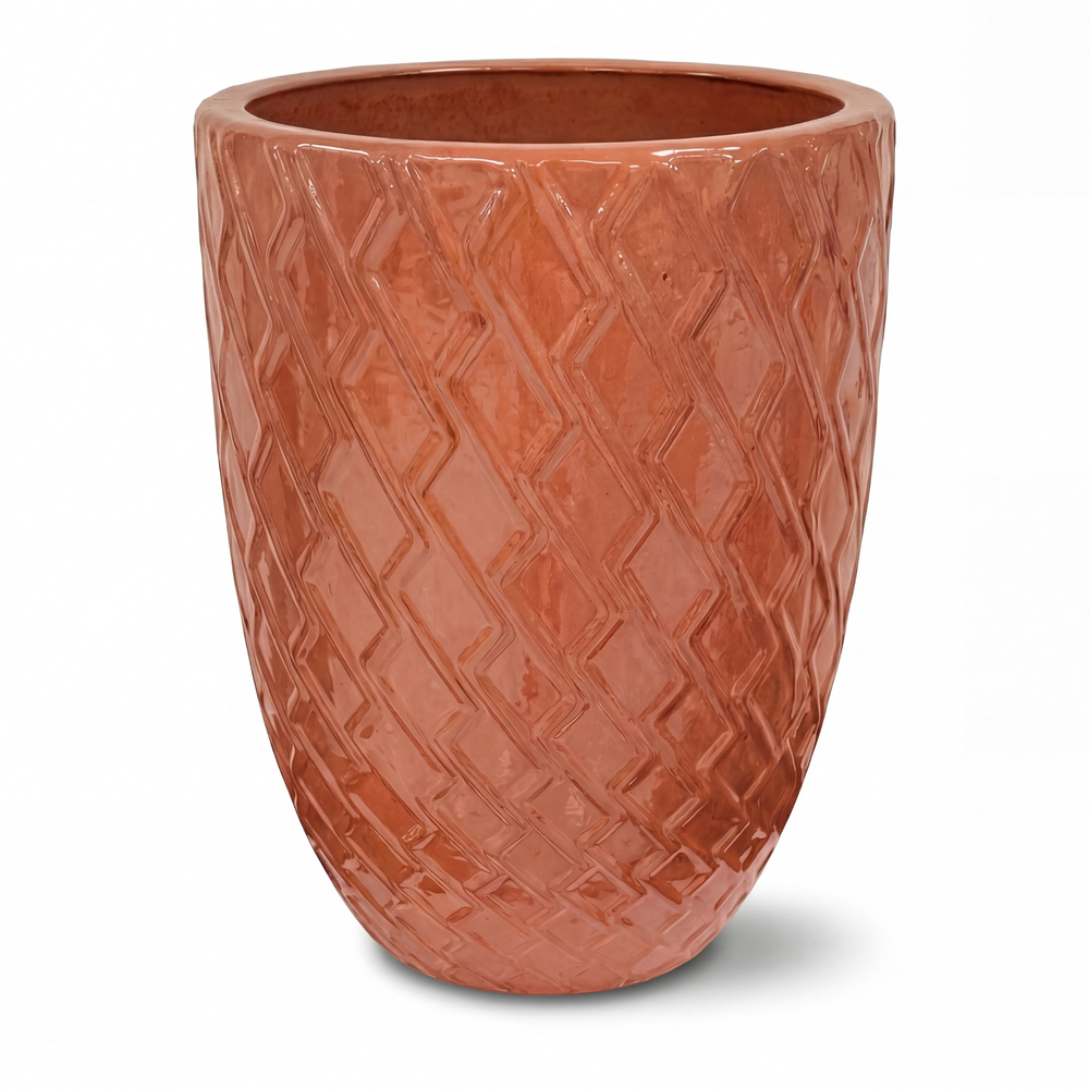 Vzorovaný keramický kvetináč Zeus 2 - Staroružový - XL (42 x 54 cm)