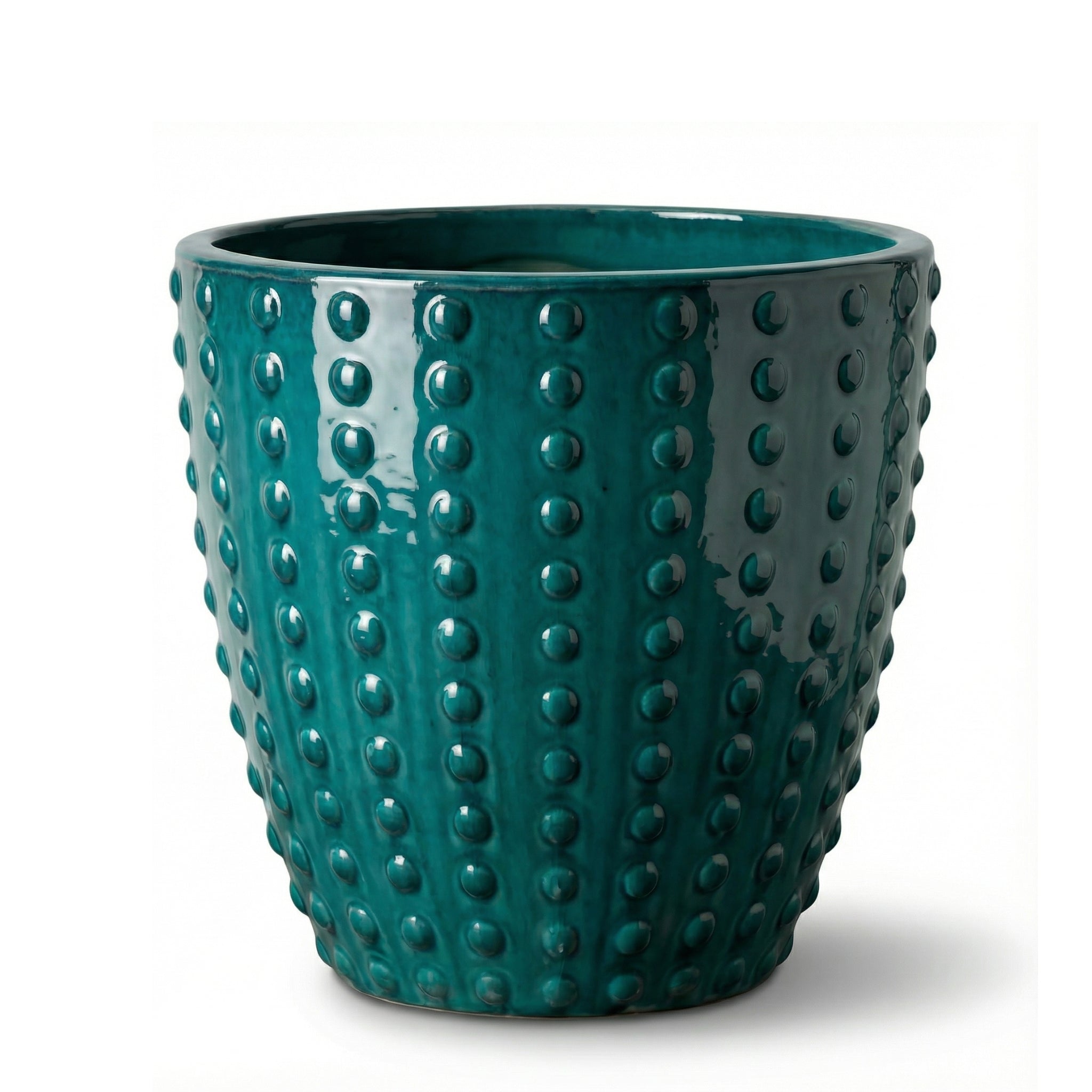 Petrolejově modrý keramický květináč Attila, ručně vyráběný glazurovaný květináč z terakoty