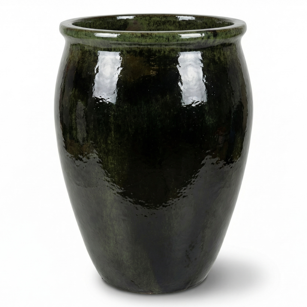 Keramický kvetináč BACCHUS - Čierno-zelená - XL (36 cm x 52 cm)