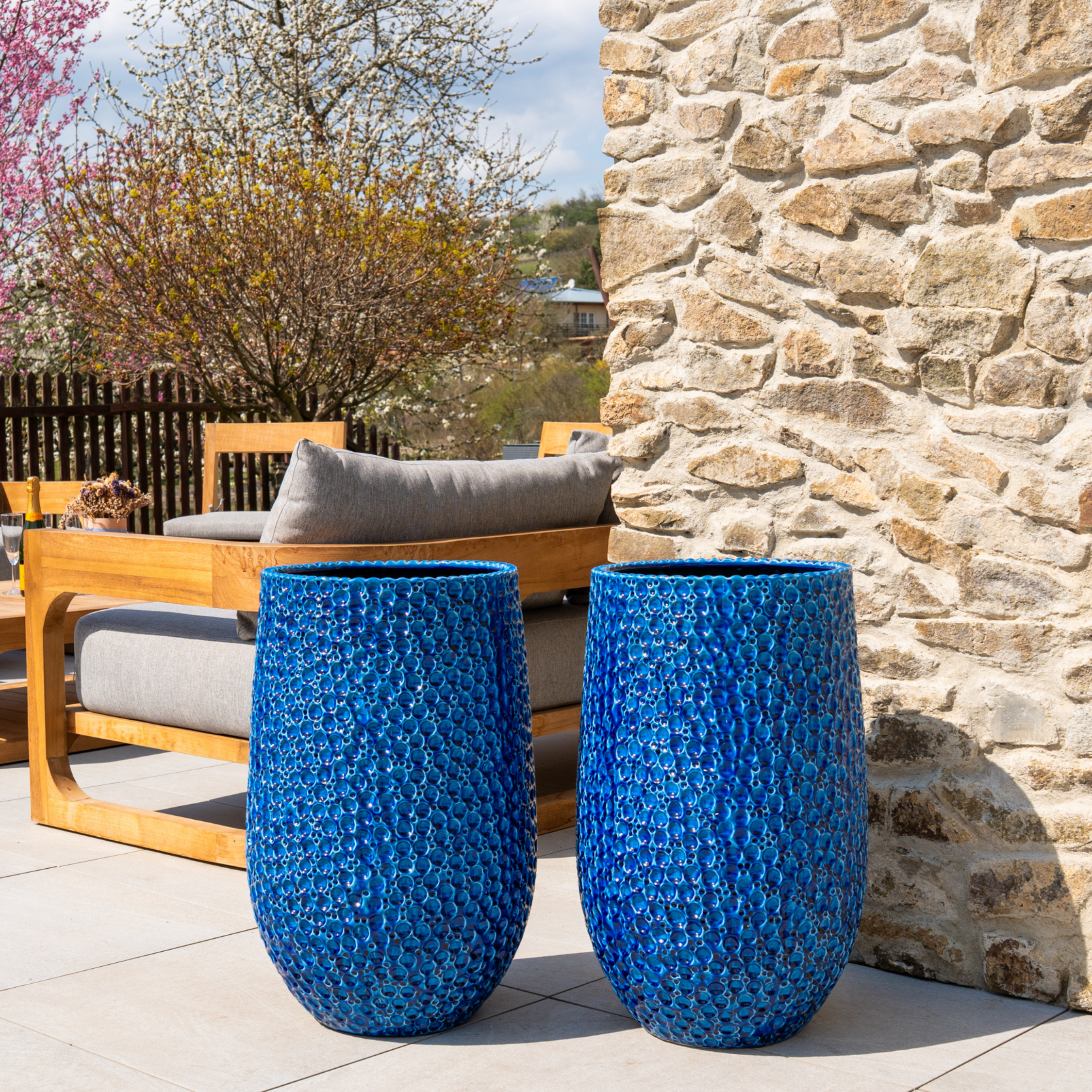 Keramický kvetináč Paris – modrý