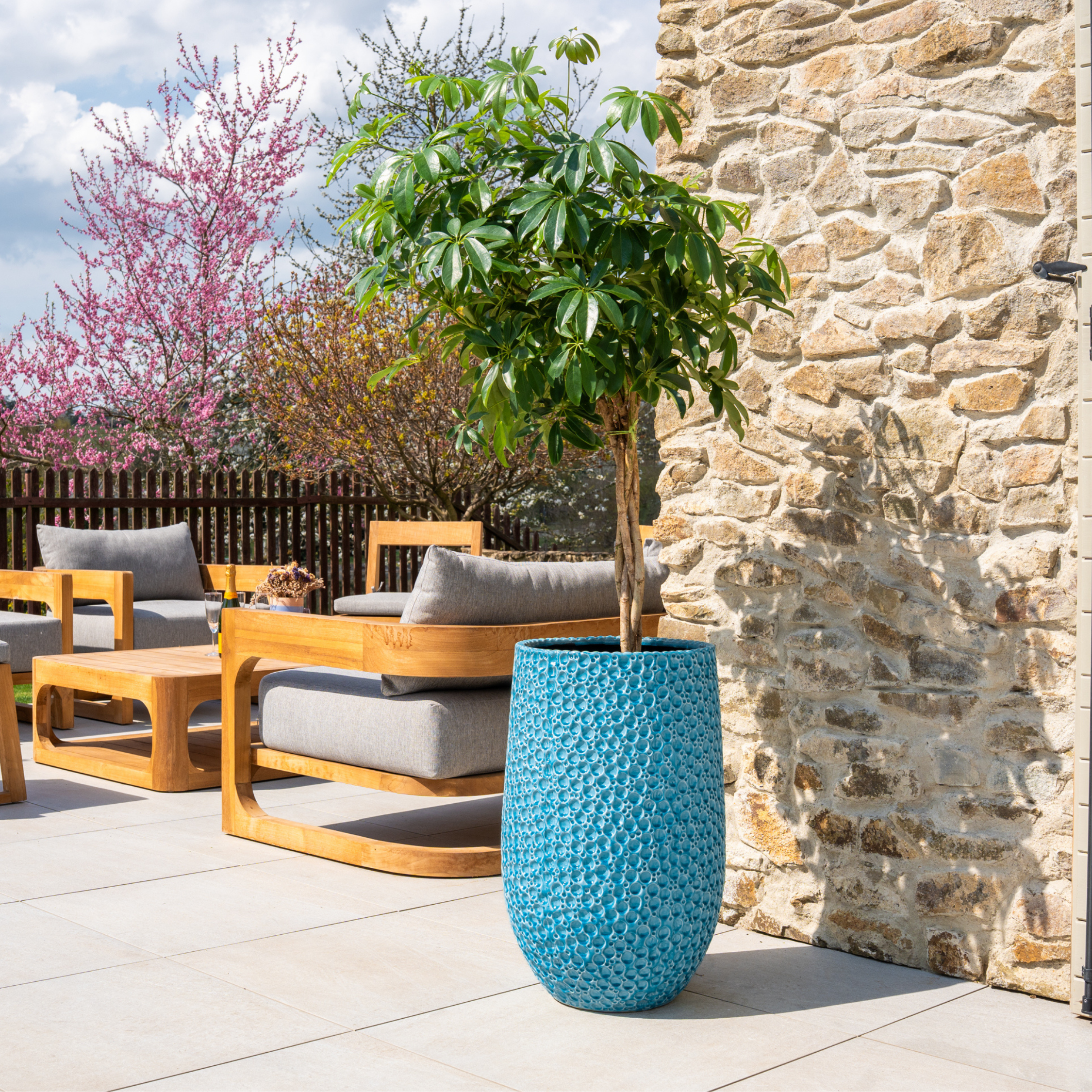 Keramický kvetináč Paris – Svetlomodrá