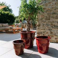 Keramický kvetináč ROUSSEAU - Tropická červená