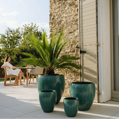 Keramický kvetináč Artemis Petrolejovo modrý - ručne vyrábaný glazovaný kvetináč z terakoty