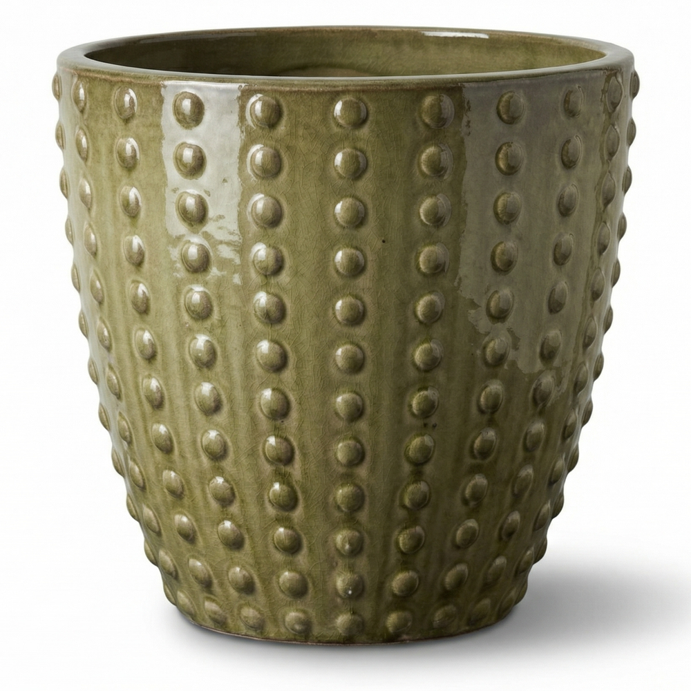 Keramický kvetináč Attila Brúsený bronz - ručne vyrábaný glazúrovaný kvetináč z keramiky - M (30 x 29 cm)