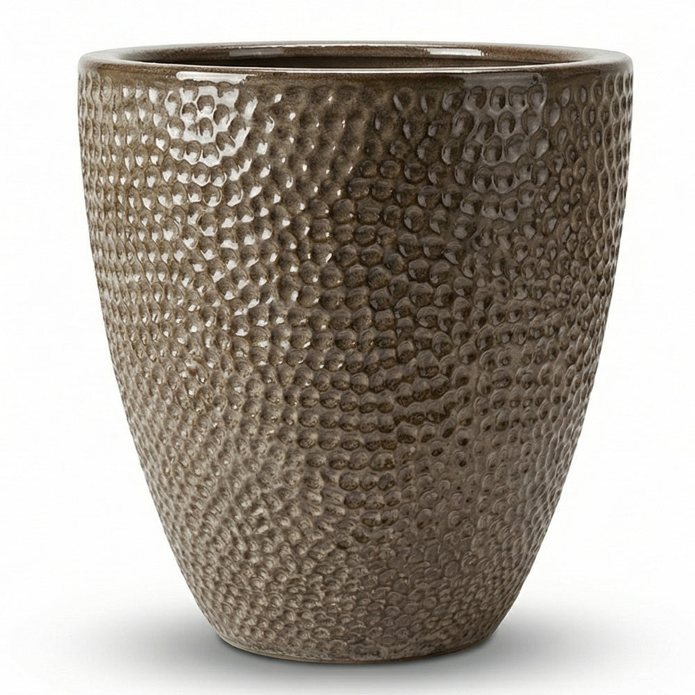 Keramický kvetináč Cigaline Brúsená bronz – ručne vyrábaný glazovaný kvetináč z keramiky - S (26 x 28 cm)