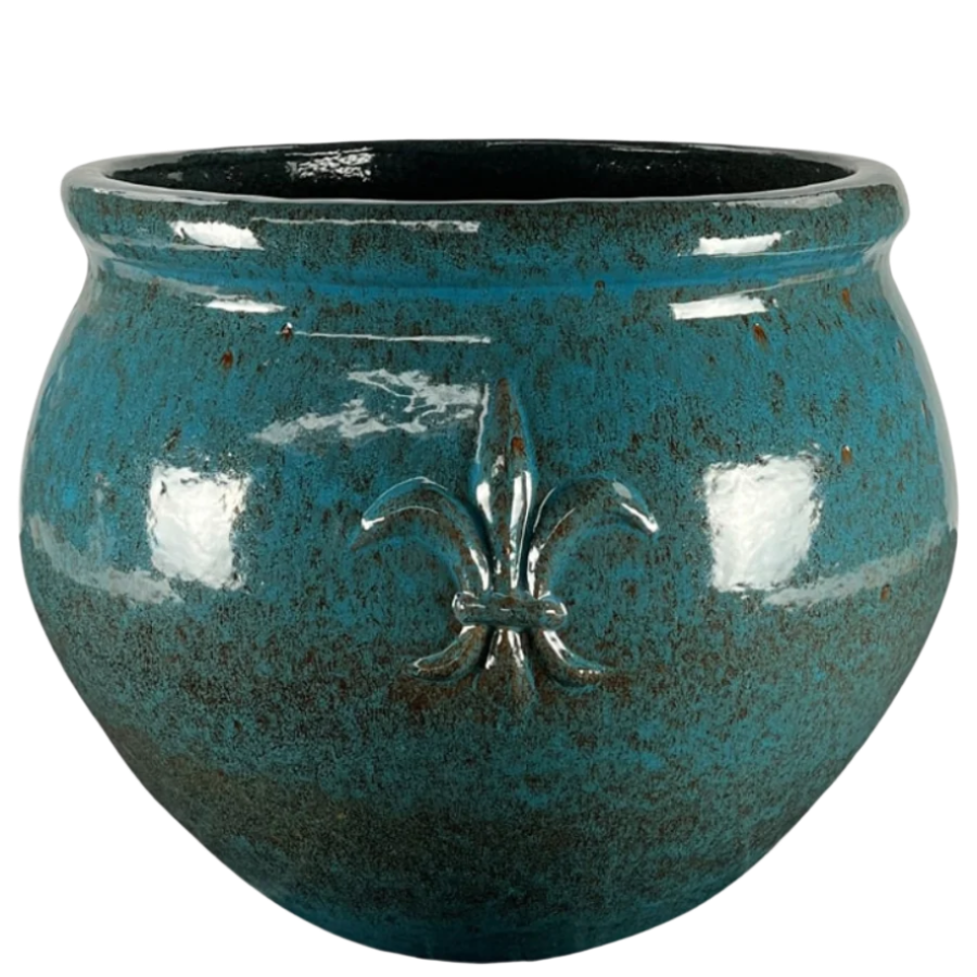 Keramický kvetináč Clovis - Oceľovo modrá - XL (53 cm x 43 cm)