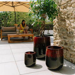 Keramický kvetináč Diane - Červeno čierna