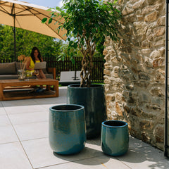 Keramický kvetináč Diane - Oceľovo modrá