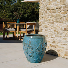 Keramický kvetináč Gaia - Oceľovo modrá 