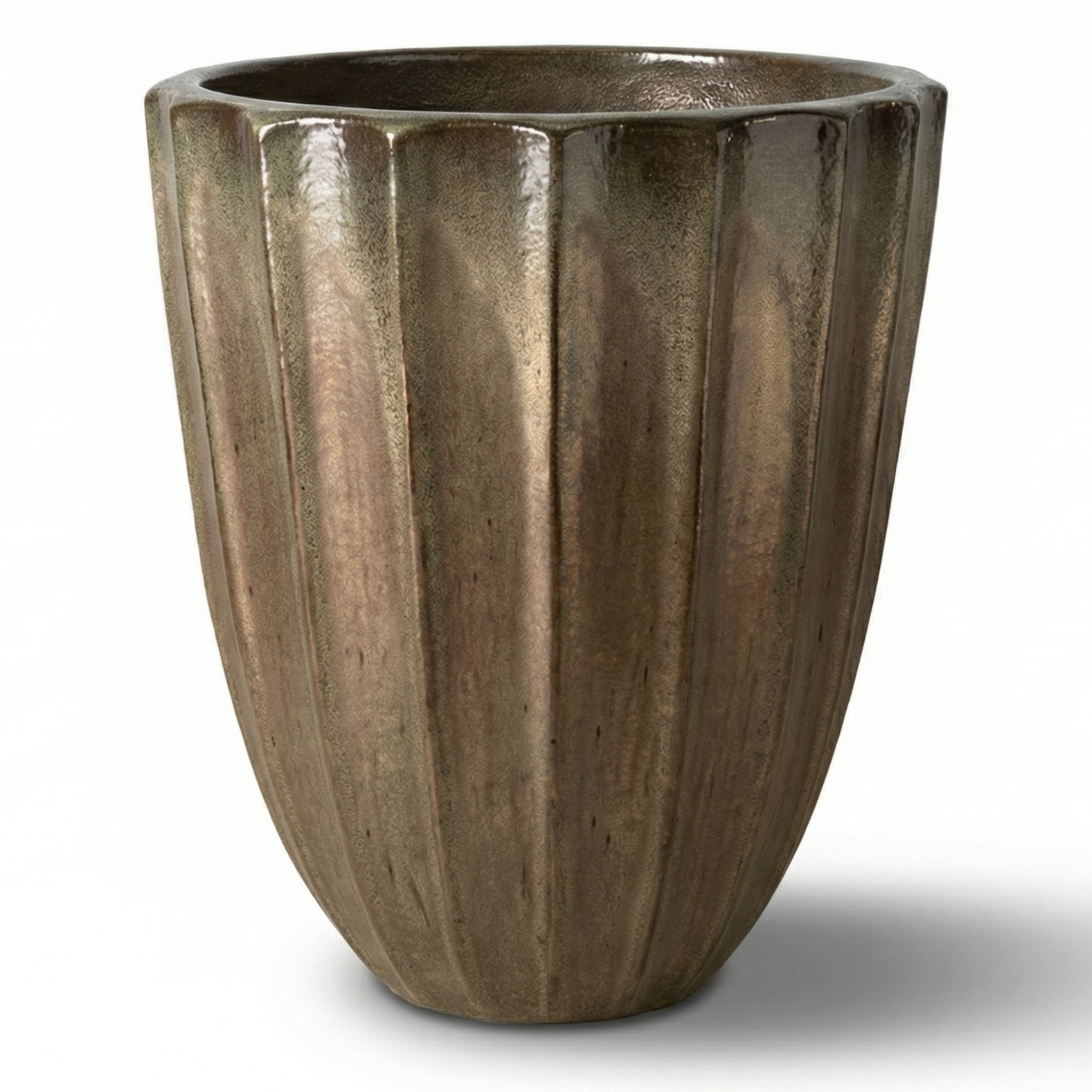 Keramický kvetináč Hugo Brúsený bronz - ručne vyrábaný glazovaný kvetináč z terakoty