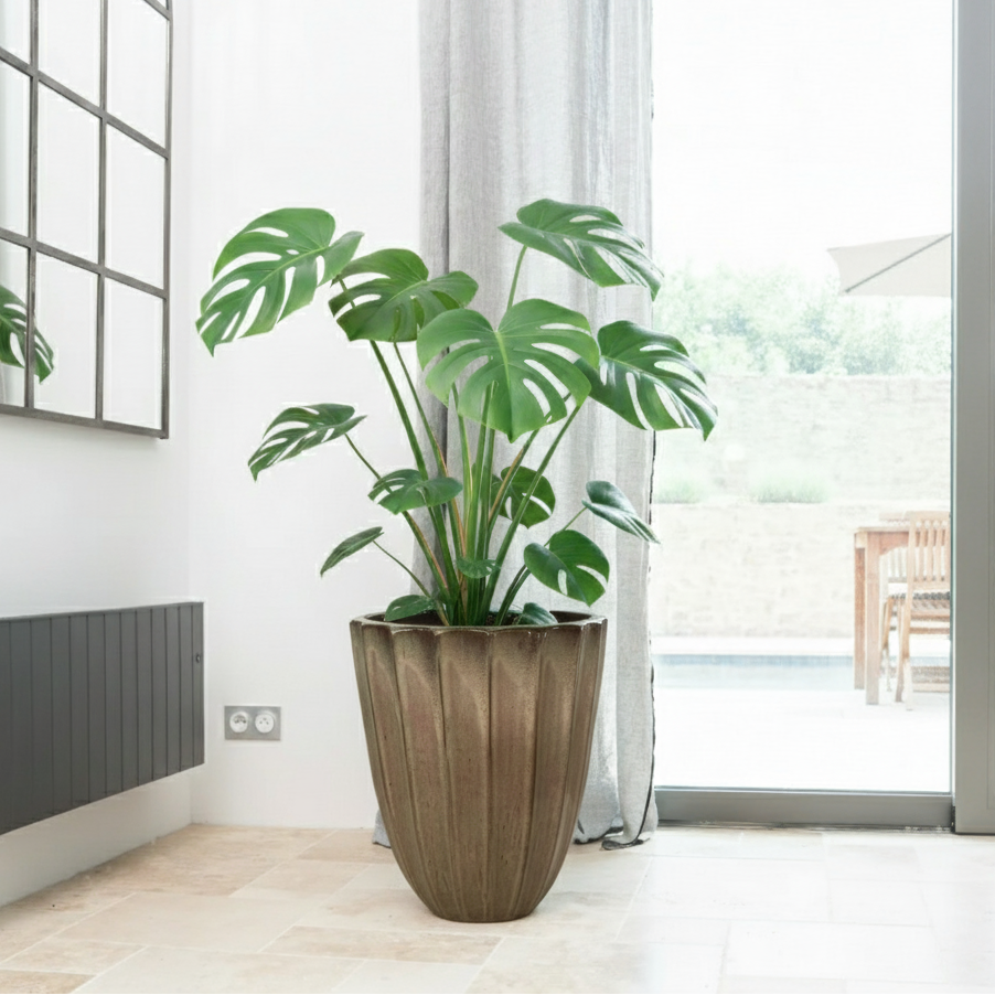 Keramický kvetináč Hugo Brúsený bronz - ručne vyrábaný glazovaný kvetináč z terakoty