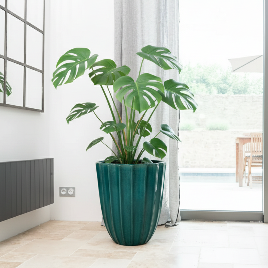 Keramický kvetináč Hugo Tyrkysový - ručne vyrábaný glazovaný kvetináč z terakoty