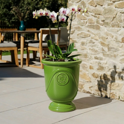 Keramický kvetináč Moliere Jablčne zelený – ručne vyrábaný glazovaný kvetináč z terakoty