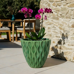 Keramický kvetináč Monet Jablčne zelený – ručne vyrábaný glazovaný kvetináč z terakoty