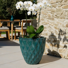 Keramický kvetináč Monet Petrolejovo modrý – ručne vyrábaný glazovaný kvetináč z terakoty