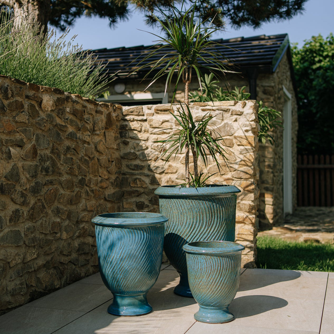 Keramický kvetináč Morgane - Oceľovo modrý