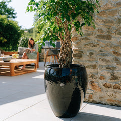 Keramický kvetináč Poseidon - Čierny