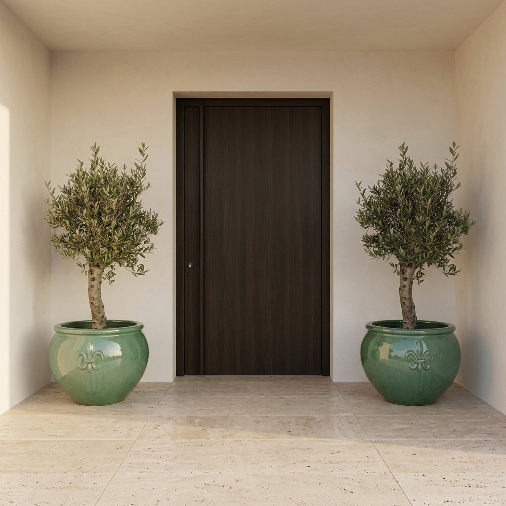 Olivovník silný kmeň v kvetináči CLOVIS Nefritová – v exteriéri