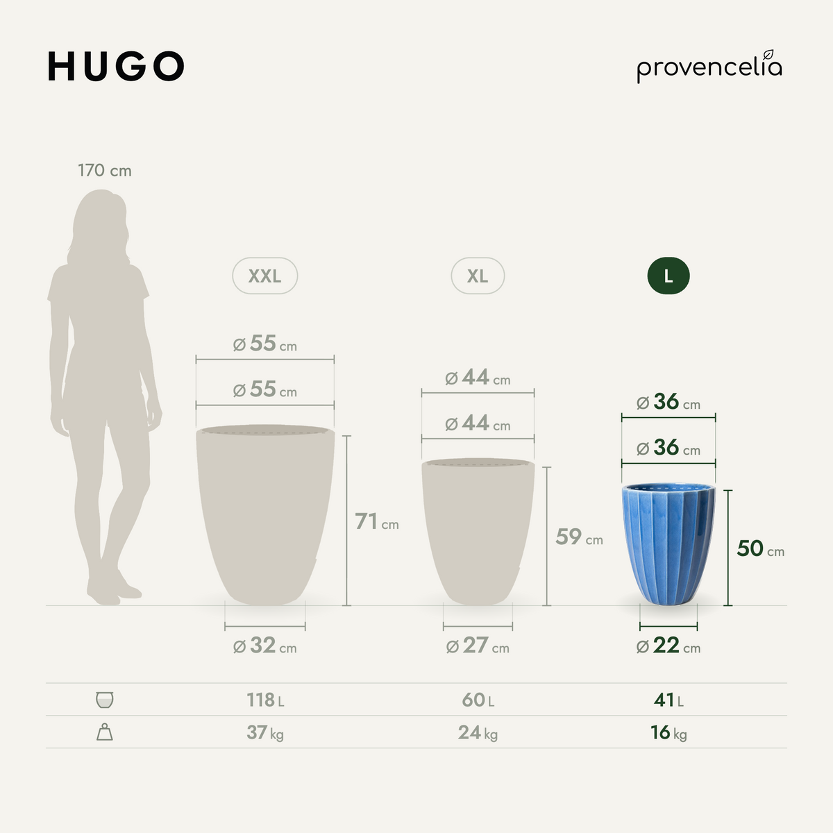 HUGO L – rozmery