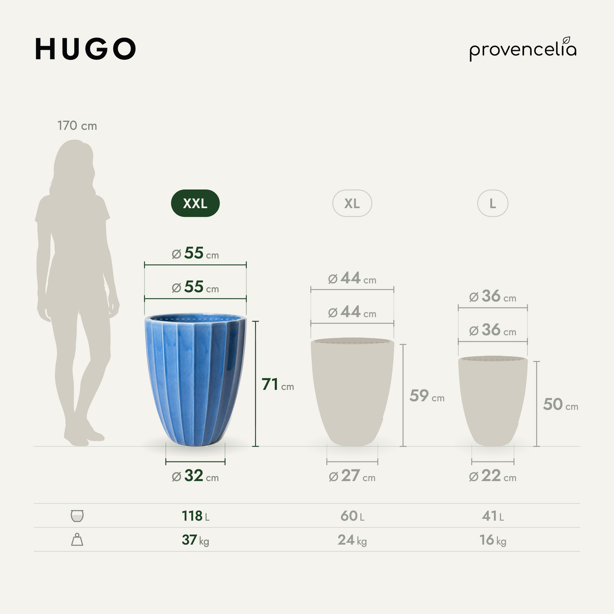 HUGO XXL – rozmery