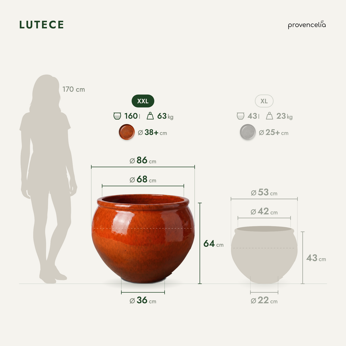 LUTECE XXL – rozměry