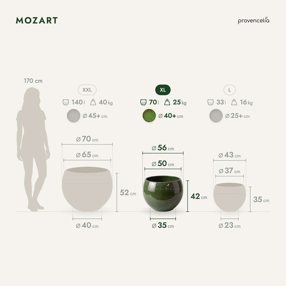 MOZART XL – rozměry