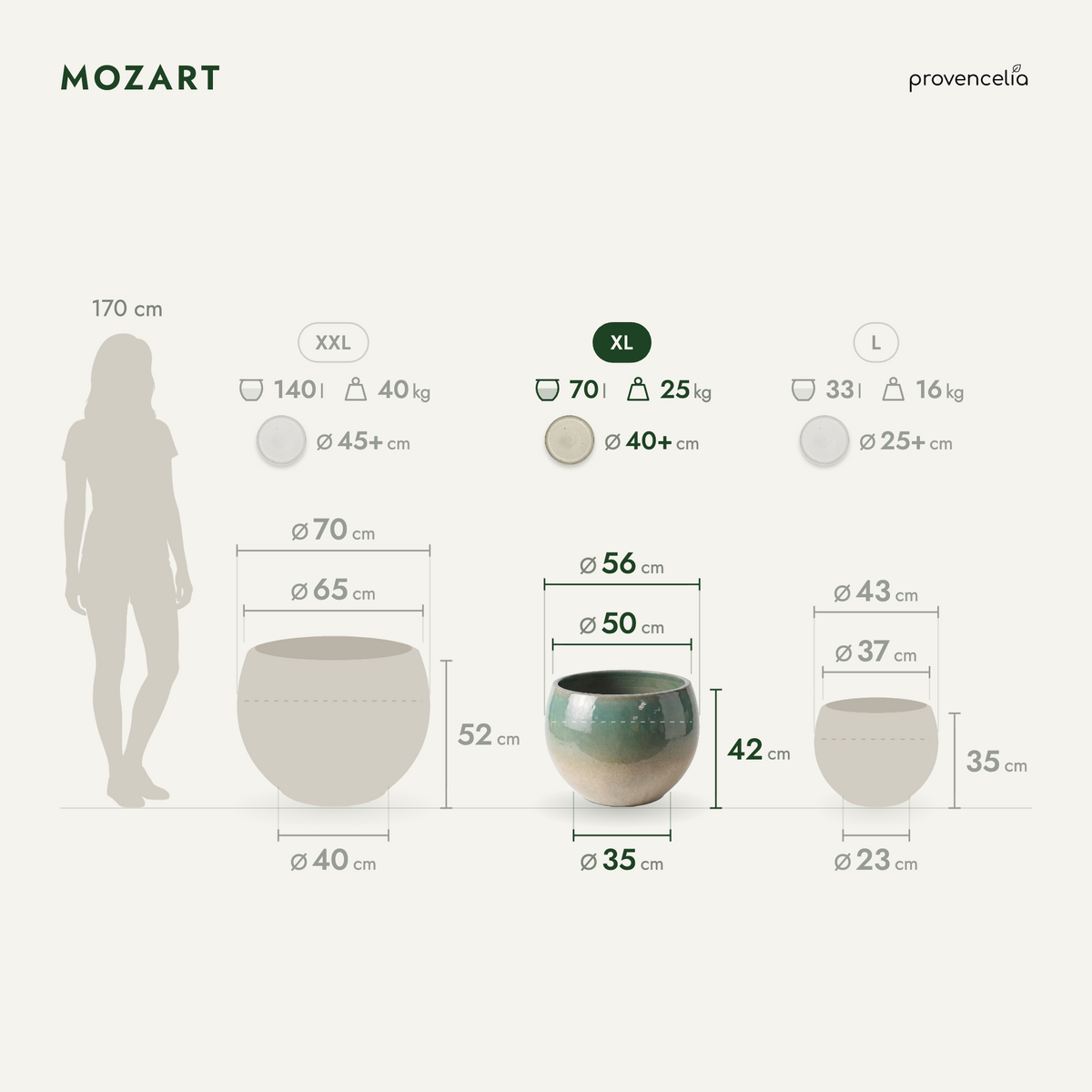 MOZART XL – rozměry
