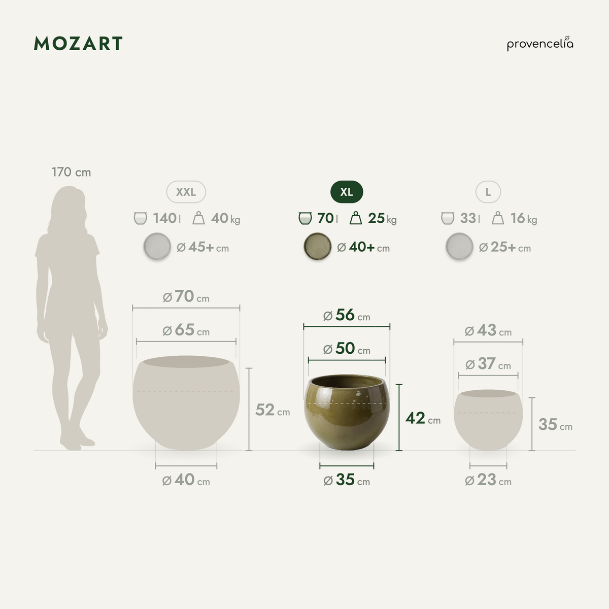 MOZART XL – rozměry