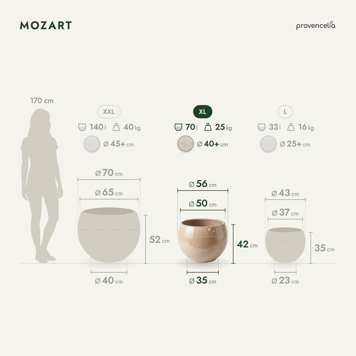 MOZART XL – rozměry