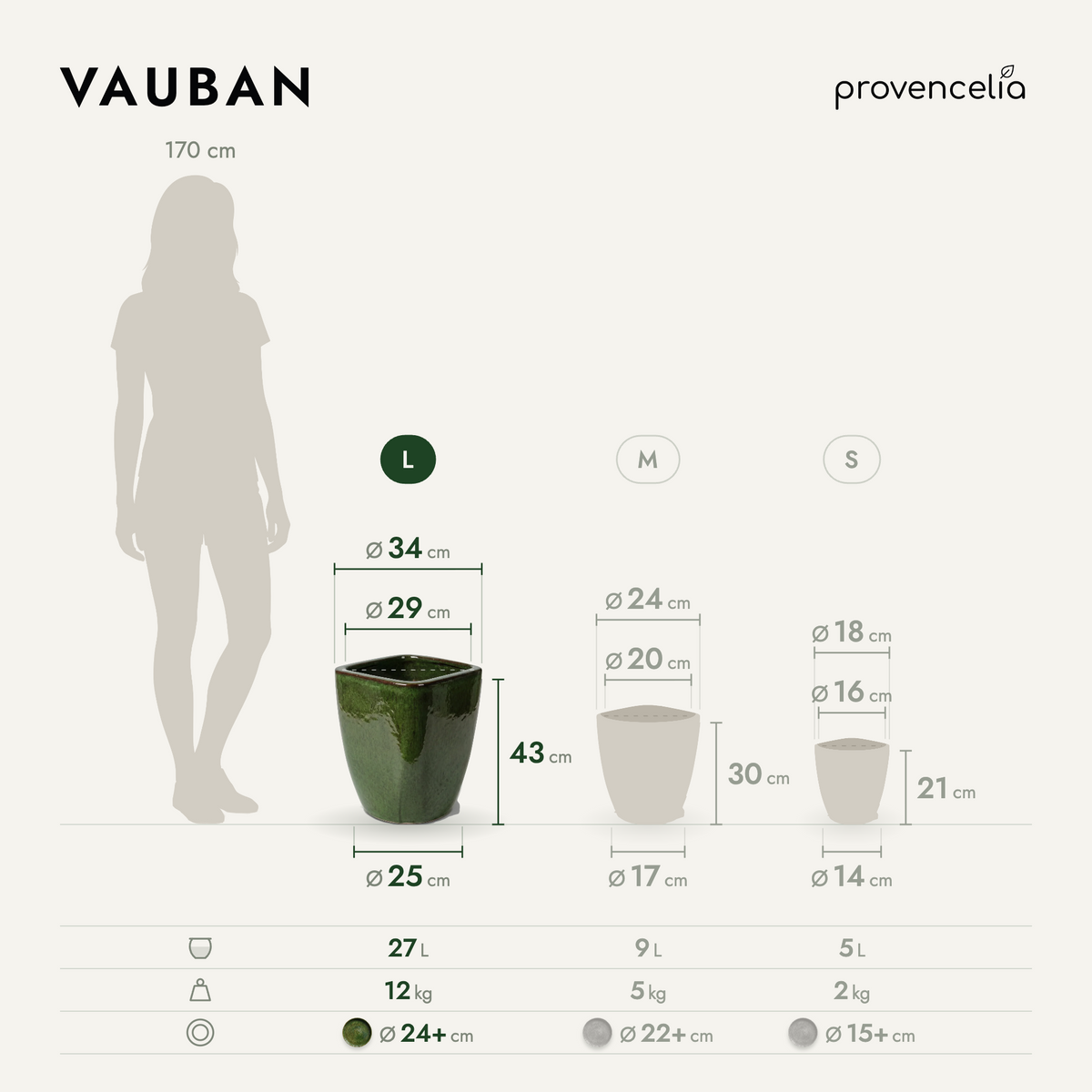 VAUBAN L – rozmery