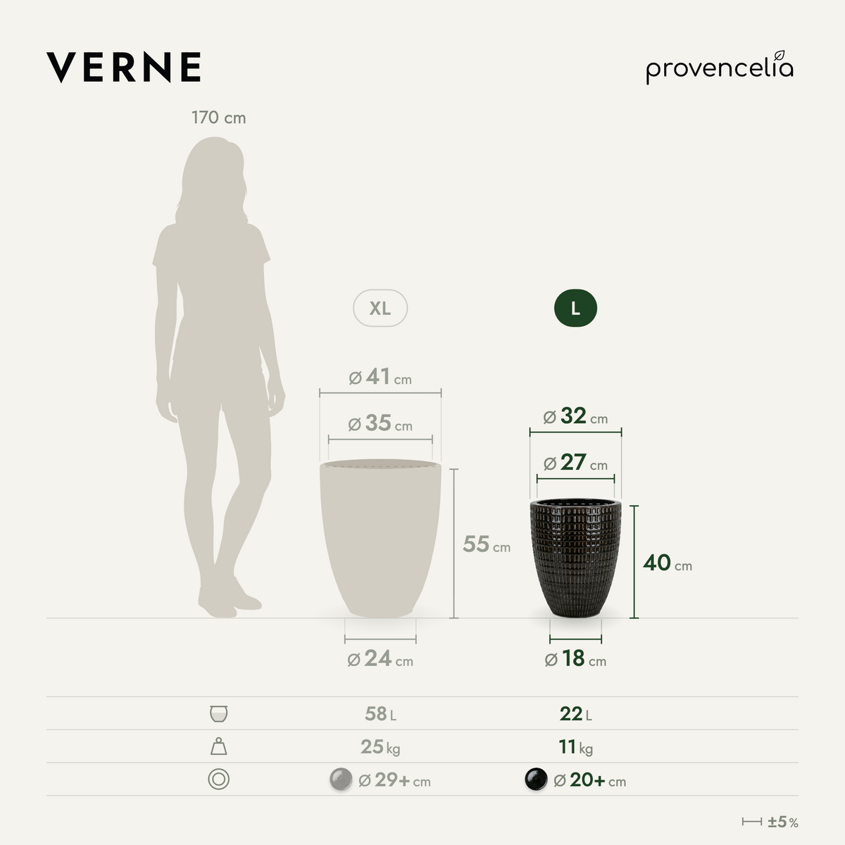 VERNE L – rozmery