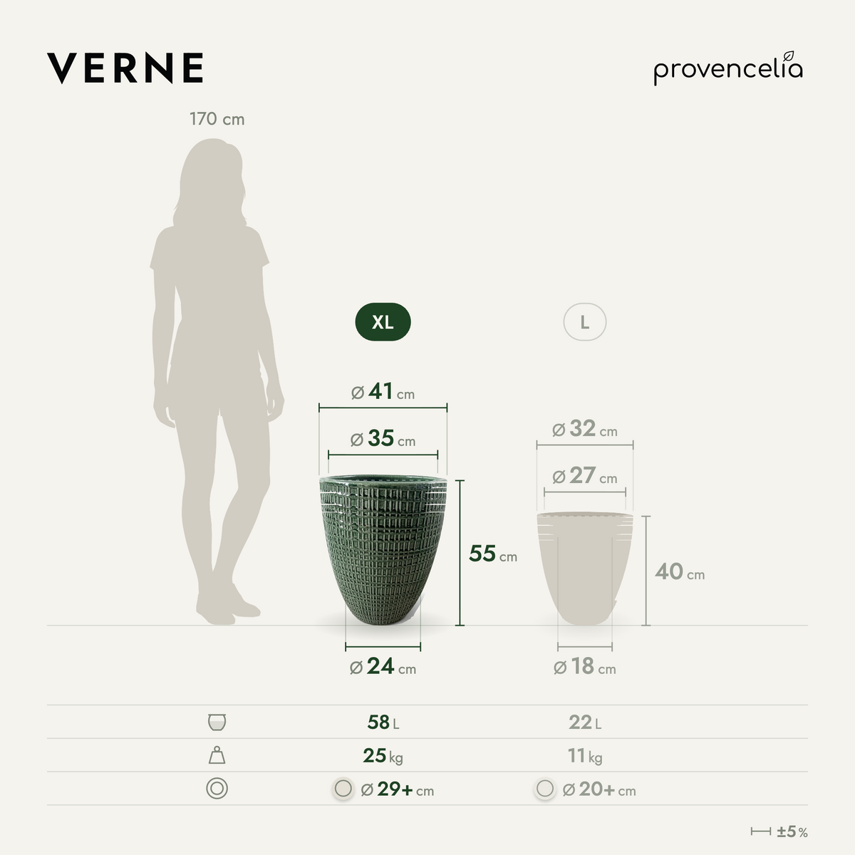 VERNE XL – rozmery