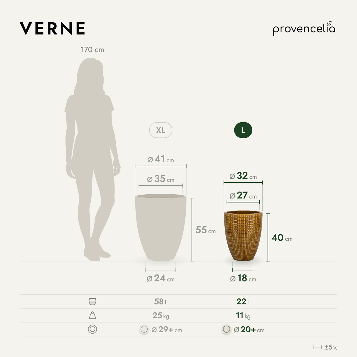 VERNE L – rozmery