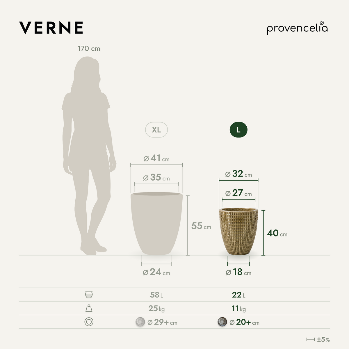 VERNE L – rozmery
