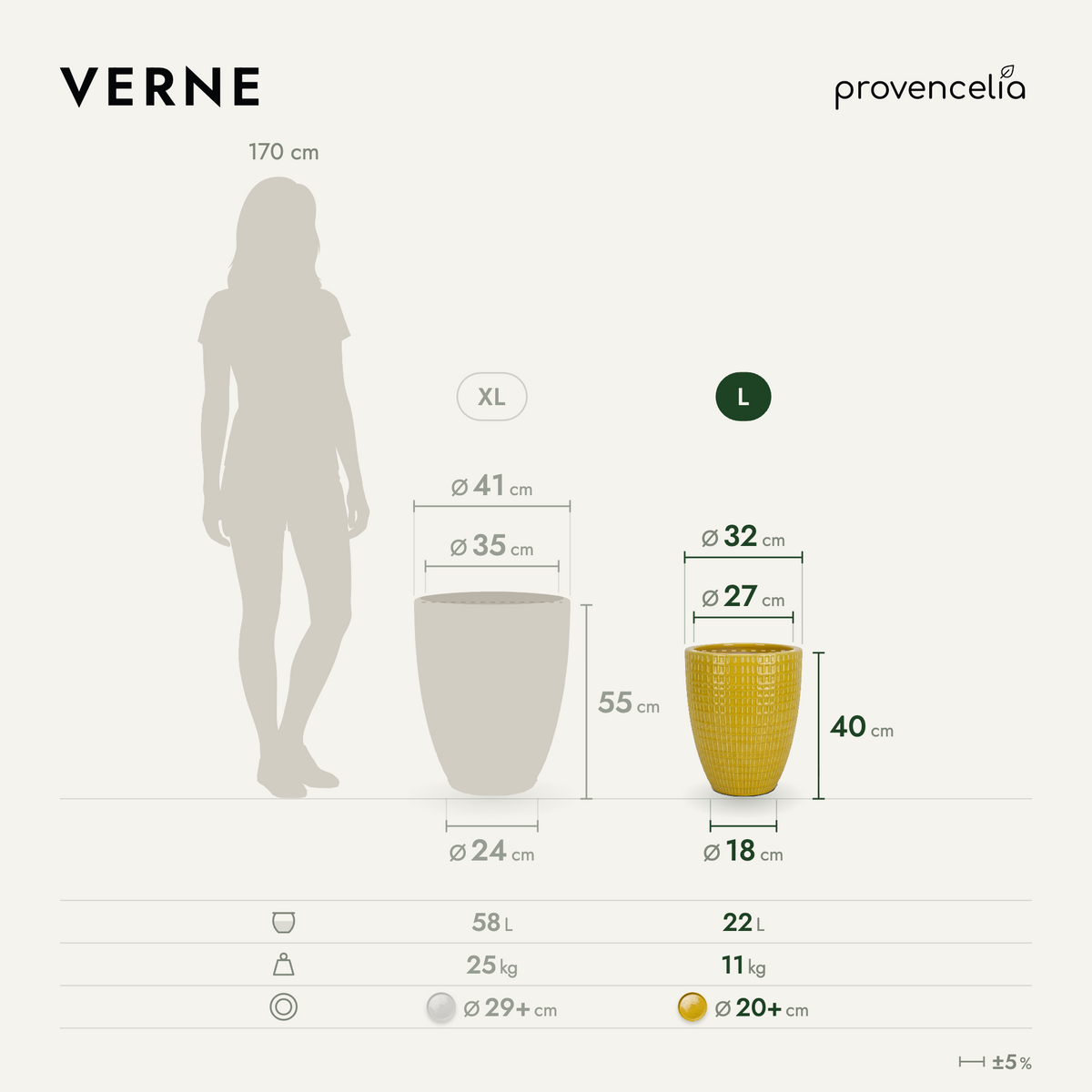 VERNE L – rozmery