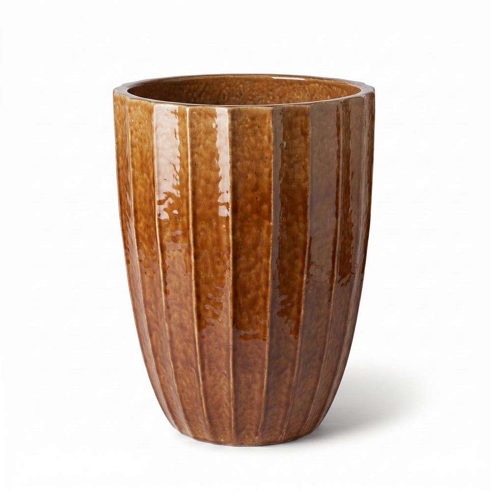 Keramický kvetináč Hugo Brúsený bronz - ručne vyrábaný glazovaný kvetináč z keramiky - XL: 44 x 59 cm