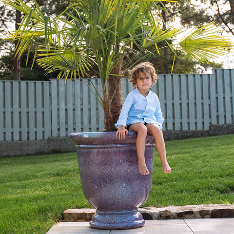 Veľký kramický kvetináč Titan - Nebeská modrá.